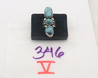 Vintage Navajo Ring 925 Sterling Authentic Turquoise Signed M Size 6.5