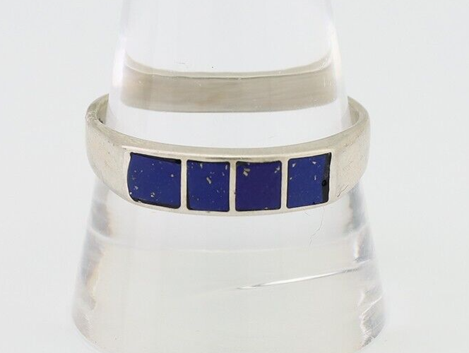 Navajo Handmade Ring 925 Silver Natural Lapis Lazuli Artist Signed SC C.80's