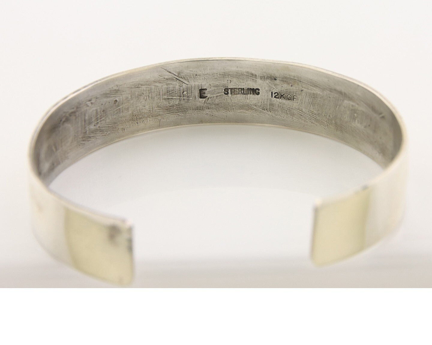 Navajo Bracelet 925 Silver & 12K Gold Cuff Artist Signed Randall Endito 80's