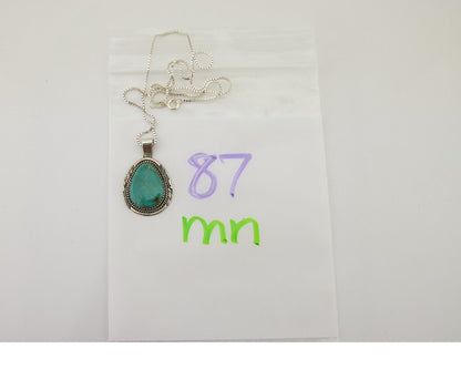 Navajo Necklace 925 Silver Natural Turquoise Artist Signed Mike Begay C.80's