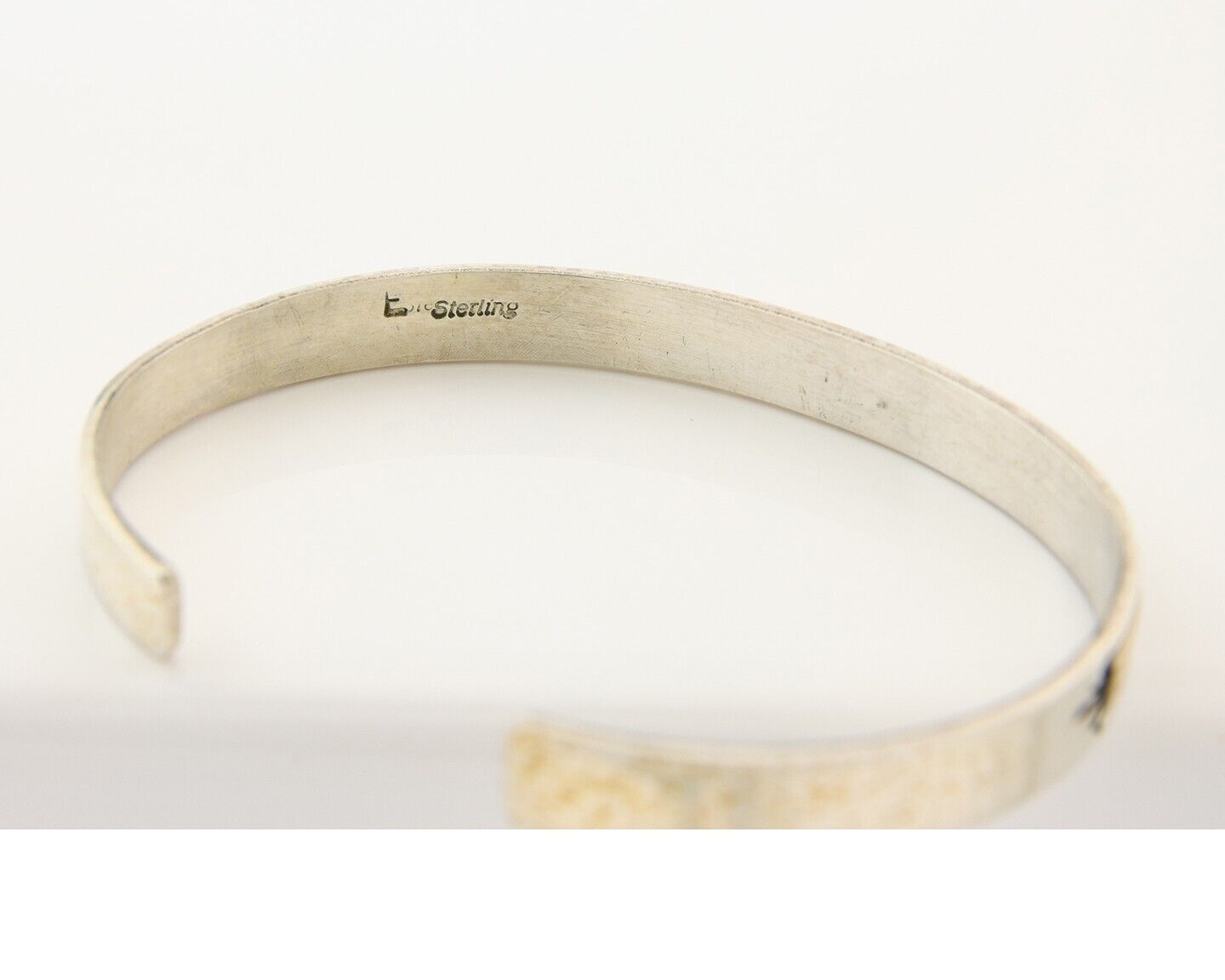 Navajo Bracelet 925 Silver & 12k Yellow Gold Plated Cuff Signed E C.80's