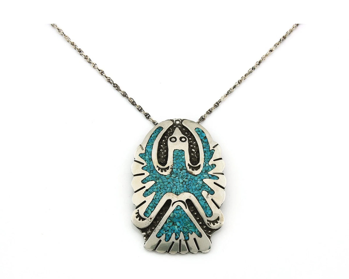 Navajo Necklace Sterling Silver Turquoise Vintage Signed RP