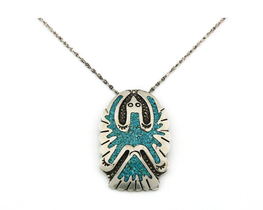 Navajo Necklace Sterling Silver Turquoise Vintage Signed RP