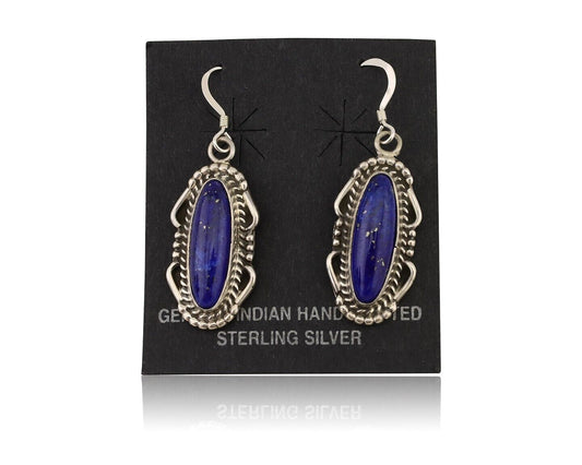 Navajo Dangle Earrings 925 Silver Lapis Lazuli Native American Artist C.80's