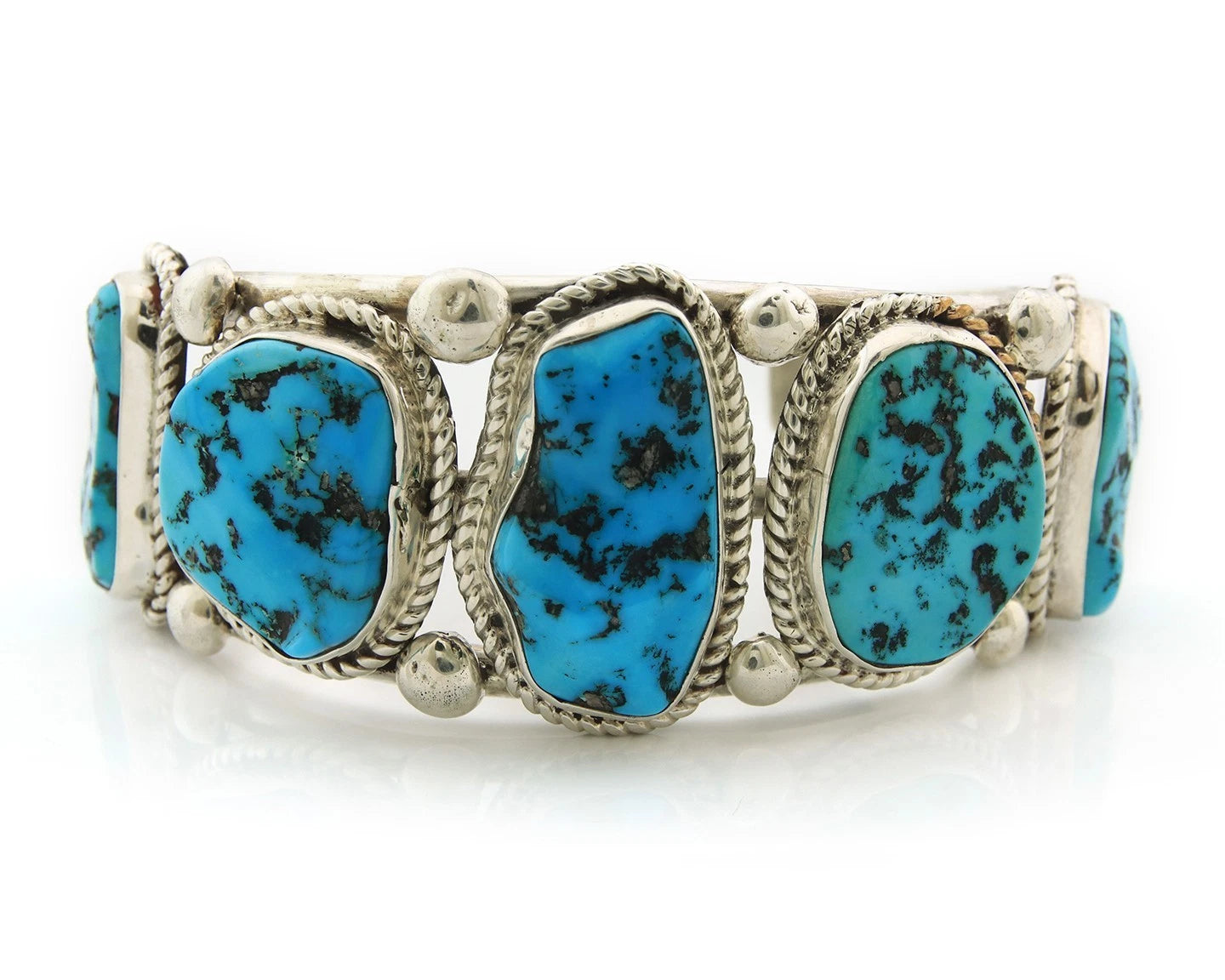 Men Navajo Cuff Bracelet Sterling Silver Turquoise Vintage Native Signed SD
