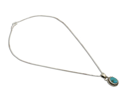 Navajo Necklace 925 Silver Natural Kingman Turquoise Native Artist C.2008