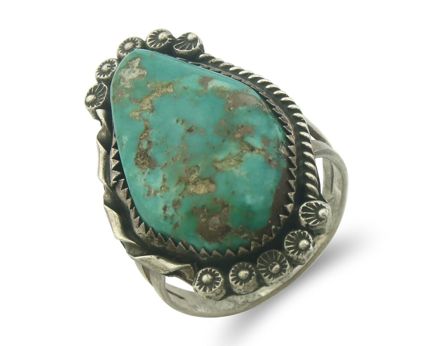 Navajo Ring 925 Sterling Turquoise Handmade Signed James Martin C.80's Size 10