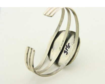 Navajo Cuff Bracelet Sterling Silver Kingman Turquoise Vintage Signed JR