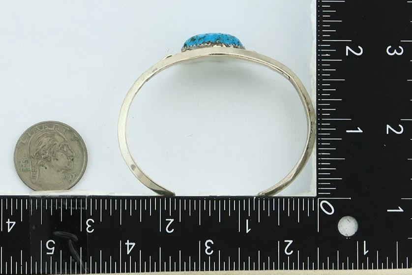 Navajo Cuff Bracelet Sterling Silver Turquoise Handmade Vintage Signed JM