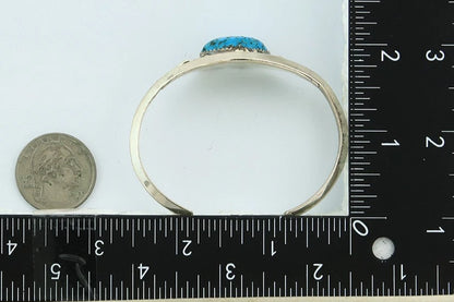 Navajo Cuff Bracelet Sterling Silver Turquoise Handmade Vintage Signed JM