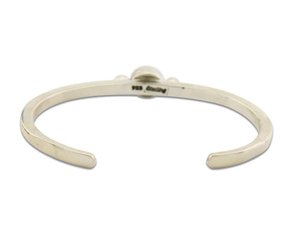 Navajo Bracelet .925 Silver Mediterranean Red Coral Cuff Native Artist C.80's