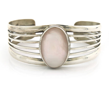 Navajo Cuff Bracelet Sterling Silver Authentic Pink Muscle Artist Signed B