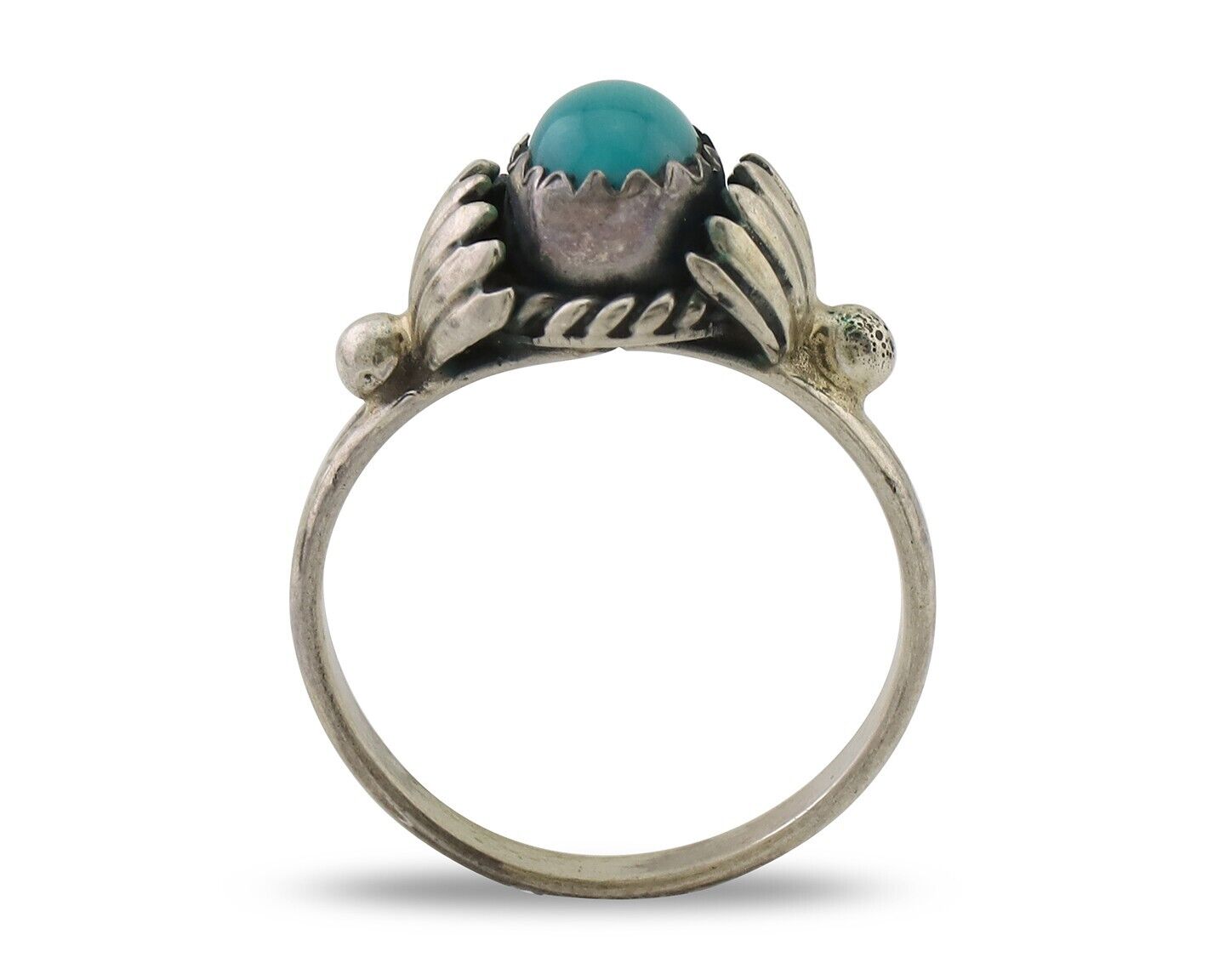 Navajo Ring 925 Silver Kingman Turquoise Native American Artist Made In 1985