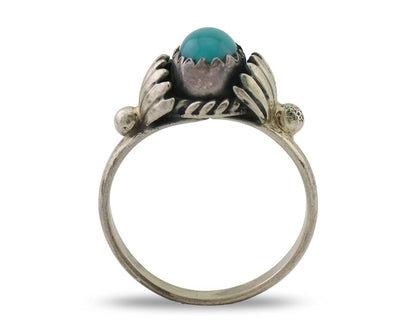 Navajo Ring 925 Silver Kingman Turquoise Native American Artist Made In 1985