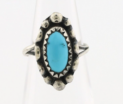 Navajo Ring 925 Silver Sleeping Beauty Turquoise Signed SkyStone Creations C80s