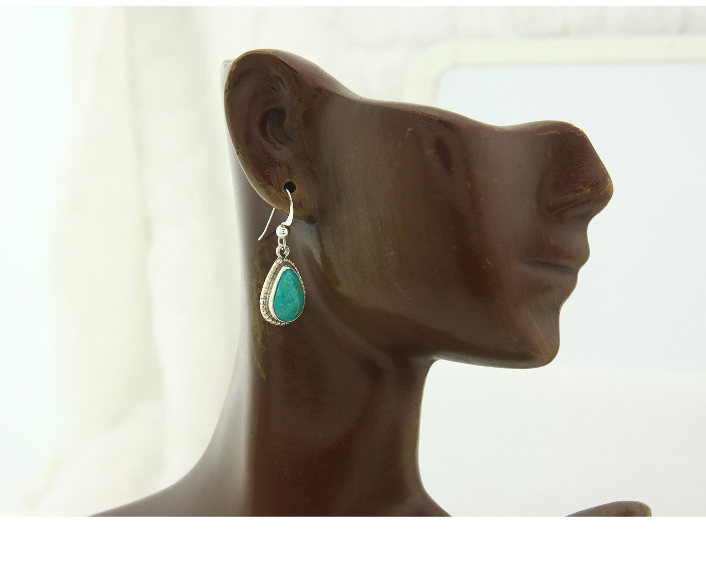 Navajo Earrings Sterling Silver Natural Turquoise Vintage Signed M