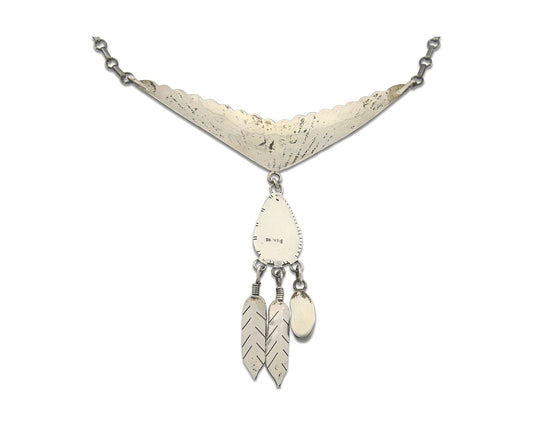 Vintage Navajo Necklace 925 Silver Coral & Turquoise Native Artist Handmade