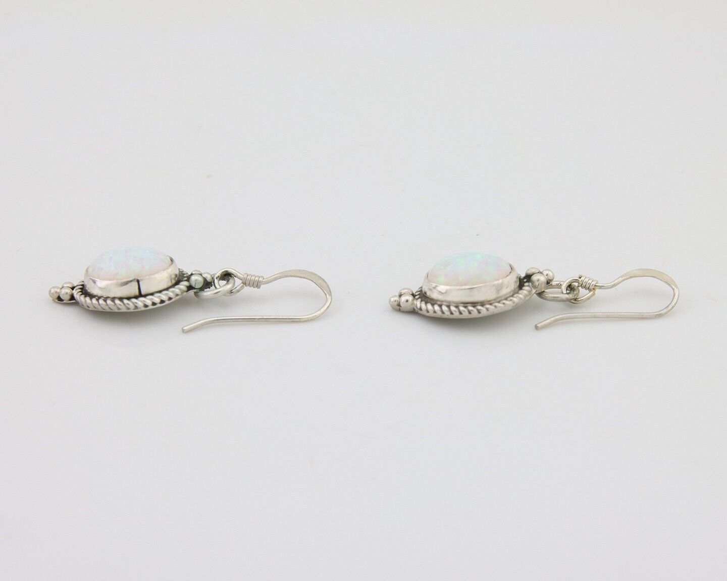 Navajo Dangle Earrings 925 Silver Natural Opal Native Artist C.80's