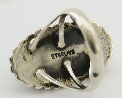 Navajo Shield Ring 925 Silver Arizona Turquoise Native Artist C.80's