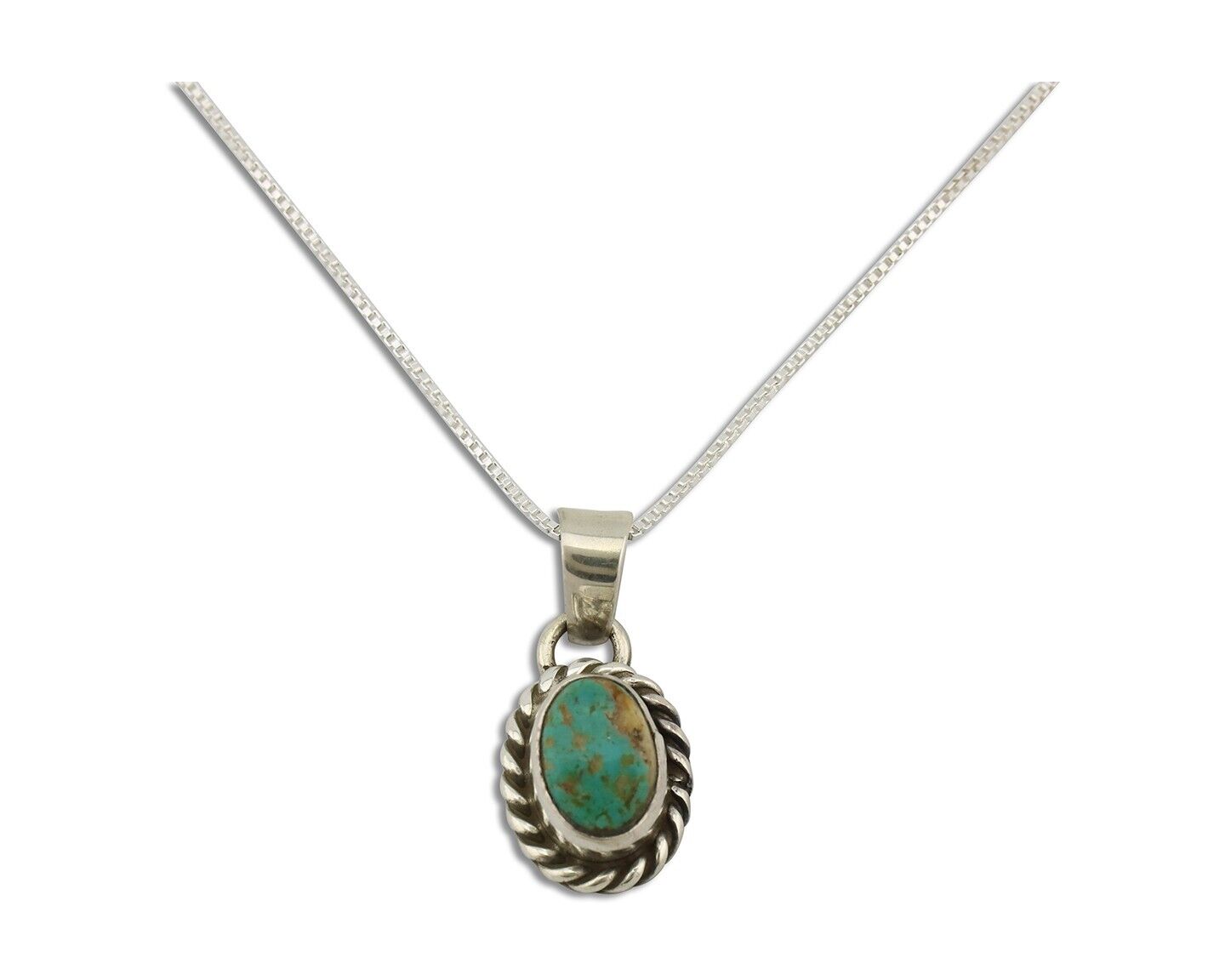 Navajo Necklace 925 Silver Natural Kingman Turquoise Native Artist C.2008