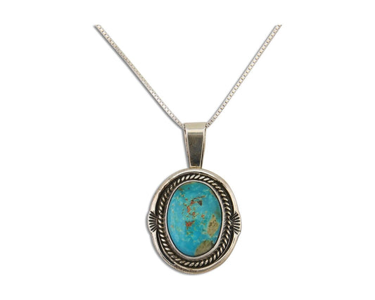 Navajo Necklace 925 Silver Natural Blue Turquoise Artist Signed Begay C.80s