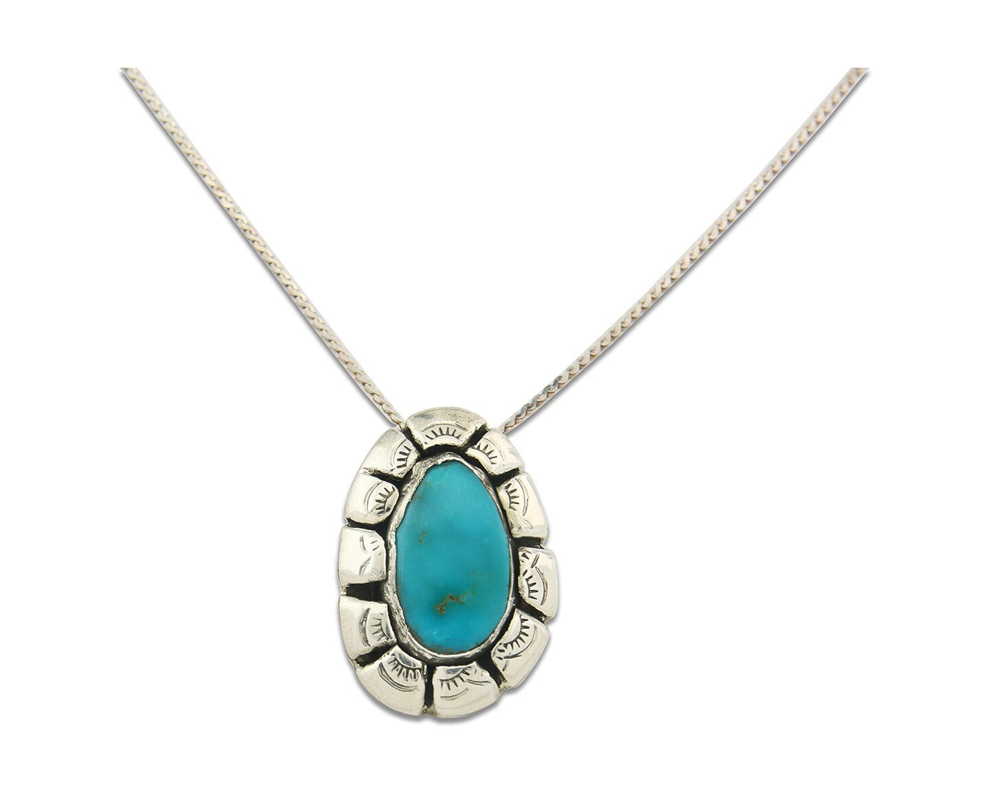 Navajo Sterling Silver Necklace Authentic Turquoise Vintage Handmade
