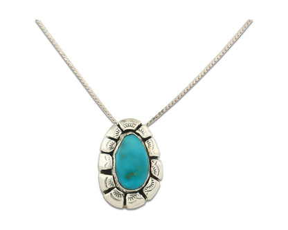 Navajo Sterling Silver Necklace Authentic Turquoise Vintage Handmade