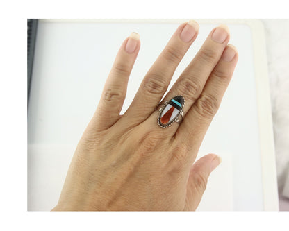 Vintage Zuni Ring 925 Sterling Silver Natural Gemstone Size 6.5