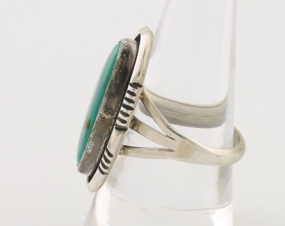 Navajo Ring 925 Silver Natural Green Turquoise Native American Artist C.80's