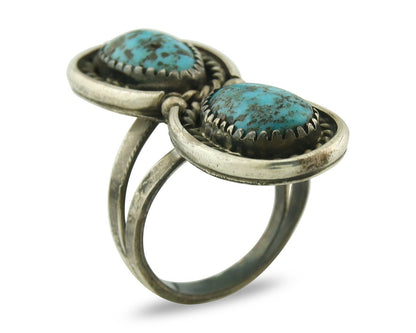 Vintage Navajo Ring 925 Sterling Silver Turquoise Signed FY Size 6.75