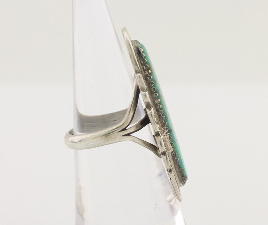 Navajo Ring 925 Silver Natural Green Turquoise Native American Artist C.80's