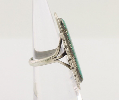 Navajo Ring 925 Silver Natural Green Turquoise Native American Artist C.80's
