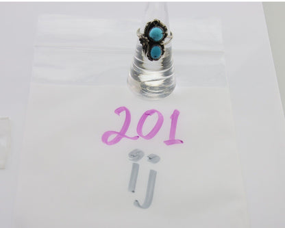 Navajo Ring 925 Silver Natural Blue Turquoise Artist Signed SC C.80's Size 5.75