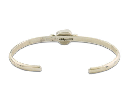 Navajo Bracelet .925 Silver Natural Red Coral Cuff Native American Artist C.80's