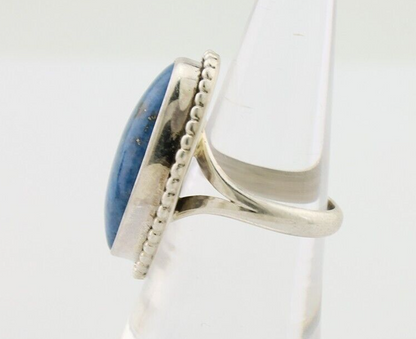 Navajo Handmade Ring 925 Silver Blue Denim Lapis Artist Signed M C.80's