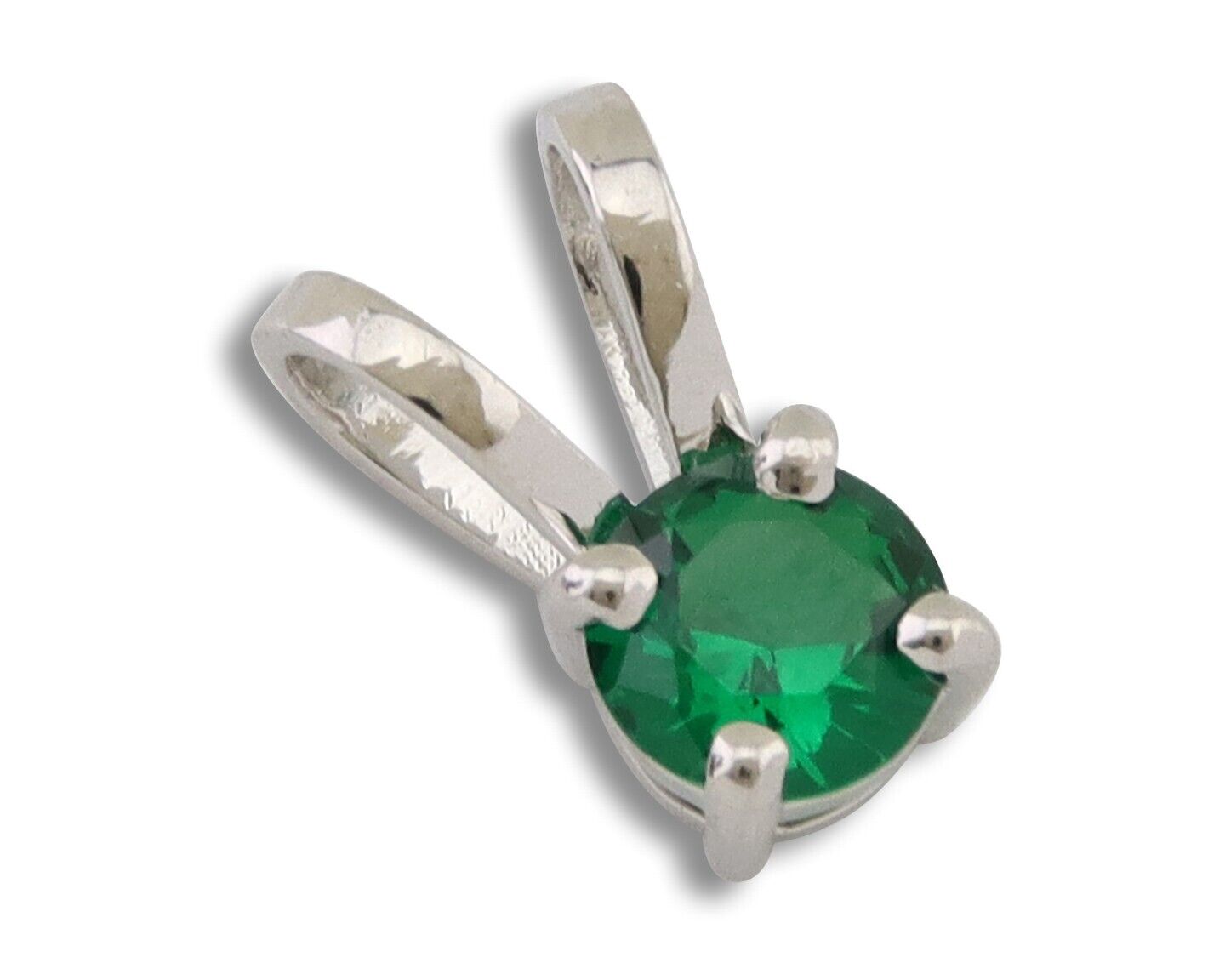 May Birthstone Pendant Set in 14k Solid White Gold