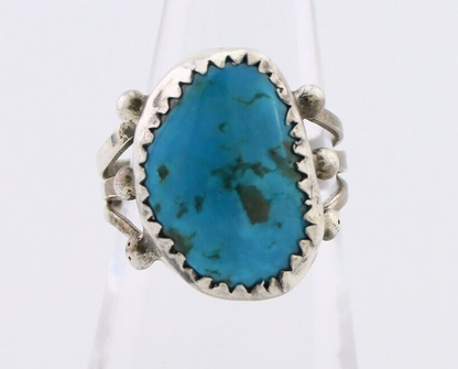 Navajo Ring 925 Silver Natural Kingman Turquoise Native American Artist C.80's