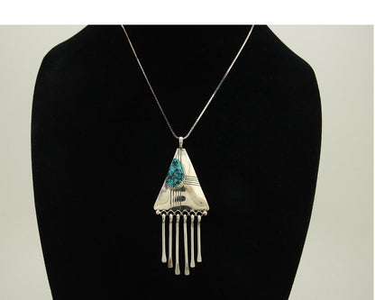 Navajo Necklace 925 Silver Natural Turquoise Artist Signed MT C.80's