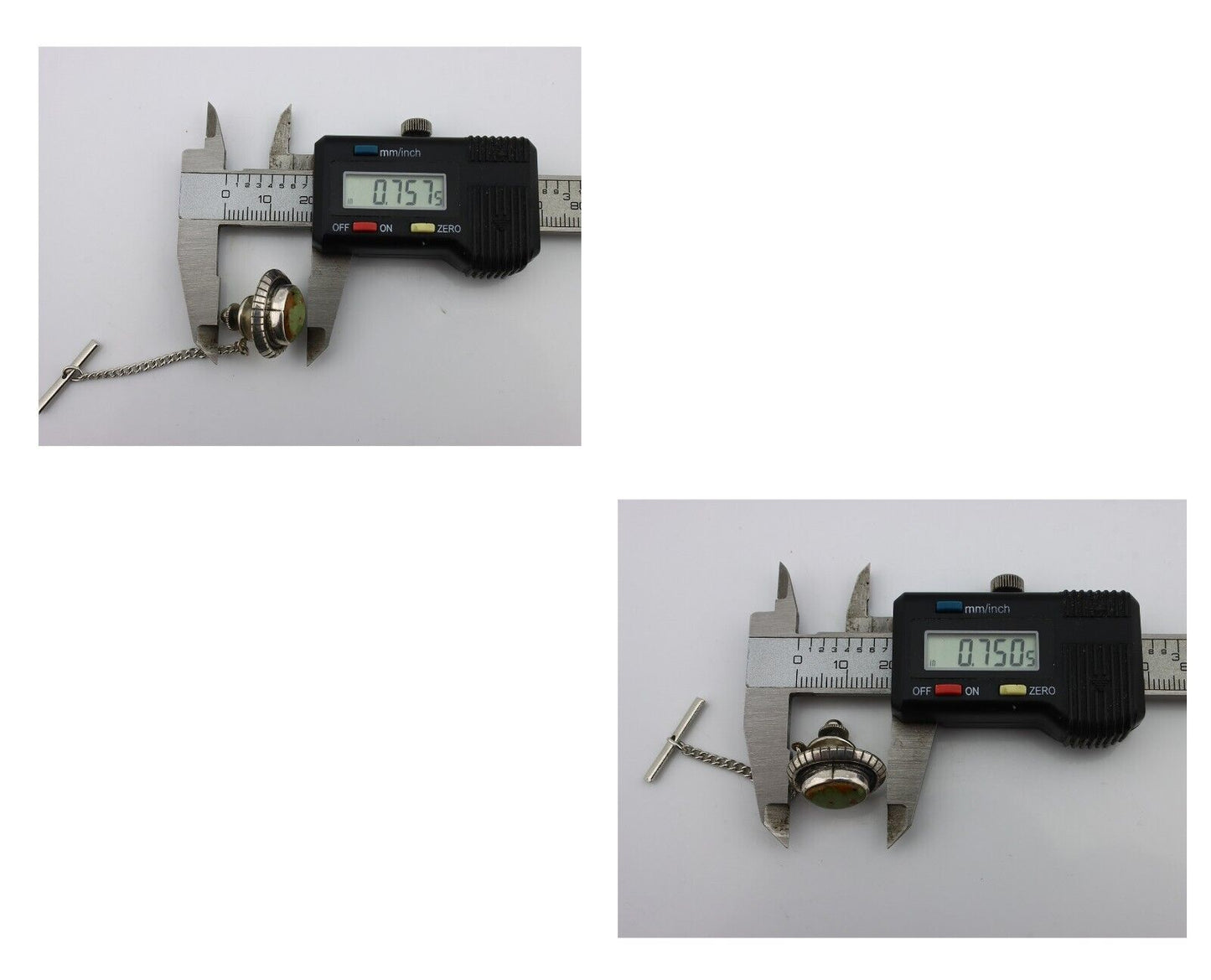 Navajo Tie Tack 925 Silver Natural Mined Turquoise Native American Artist C.80's