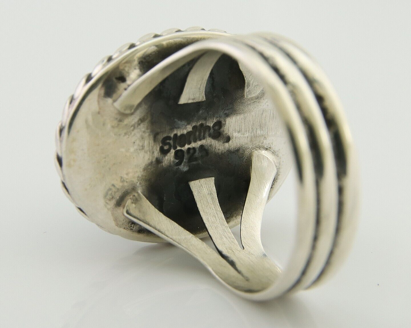 Navajo Ring 925 Silver Natural Malachite Native American Artist C.80's