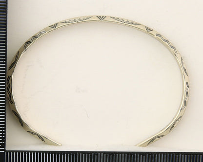 Navajo Bracelet 925 Silver Hand Stamped Triangle Signed Arrow & Signpost C.80's