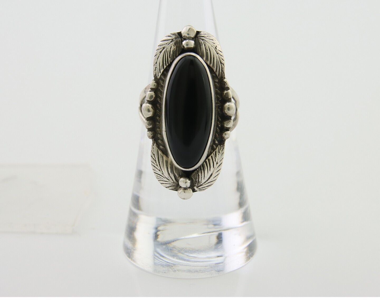 Navajo Handmade Ring 925 Silver Black Onyx Artist Signed GR C.80's