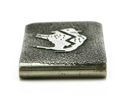 Navajo Money Clip .925 Silver & Nickle Hand Stamped Artist RB C.80's-90's
