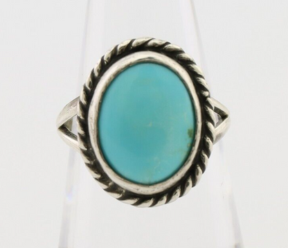 Navajo Ring 925 Silver Natural Blue Turquoise Native American Artist C.80's