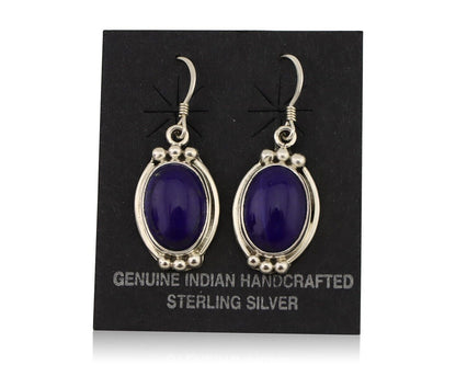 Navajo Dangle Earrings 925 Silver Lapis Lazuli Native American Artist C.80's