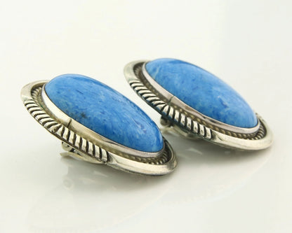 Navajo Concho Earrings Sterling Silver Lapis Signed E Belone
