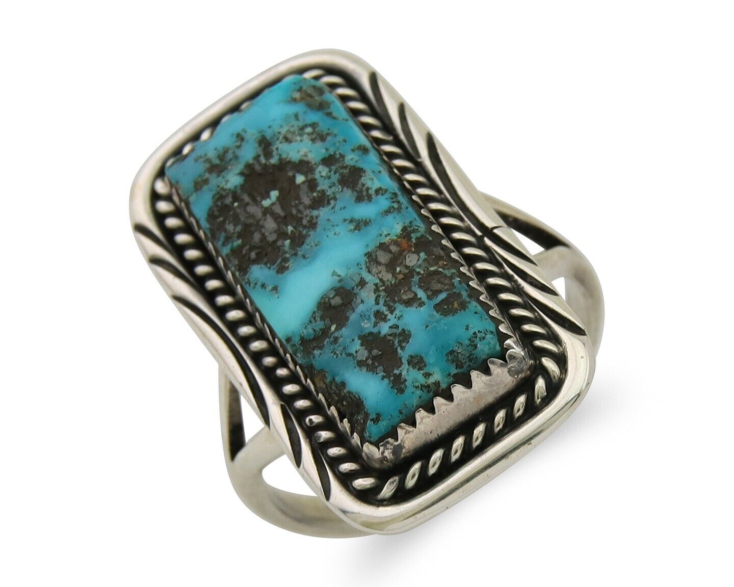 Navajo Ring .925 Sterling Silver Turquoise Artist Signed Mm C.80's