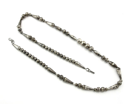 Navajo Bead Necklace Sterling Silver 8.0 mm wide 25 in long Circa 1980's