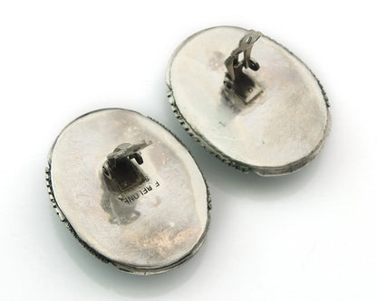 Navajo Concho Earrings Sterling Silver Lapis Signed E Belone