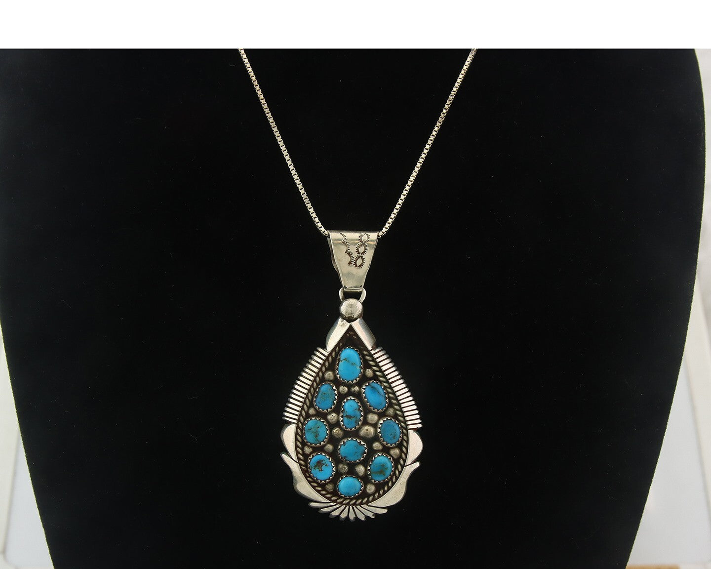 Navajo Sterling silver Necklace Turquosie Authentic Vintage Native American
